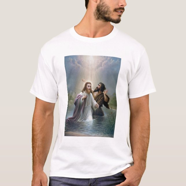 Jesus Kristusdop av John The Baptist Tee Shirt (Framsida)