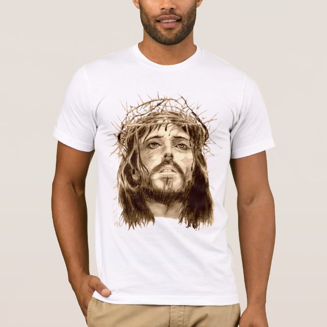 Jesus Kristuskrona av taggbönhänder T-shirt (Framsida)