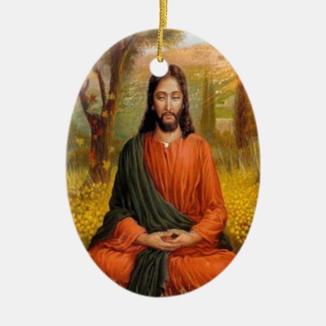 Jesus Kristusmeditation Julgransprydnad Keramik (Framsidan)