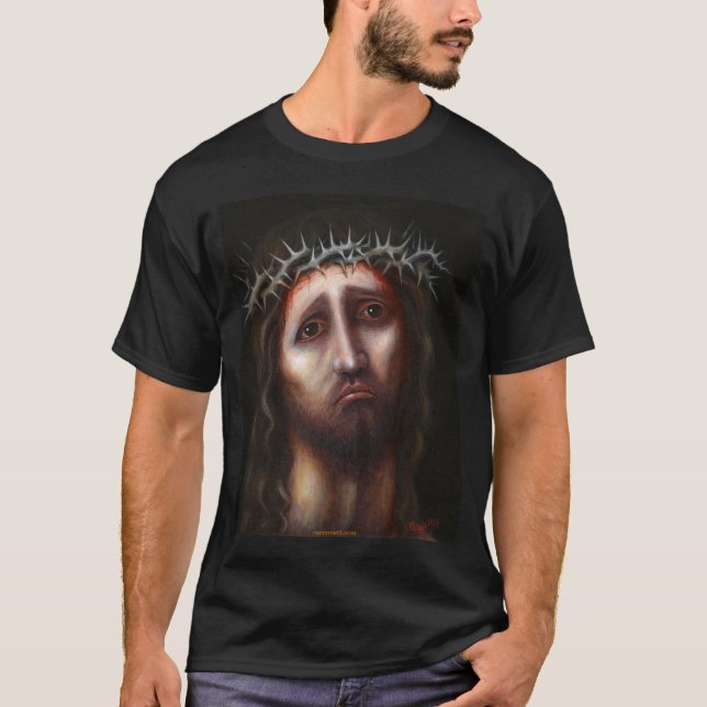 JESUS KRISTUST-TRÖJA (DEN LEDSNA KRISTUS) - SVART T SHIRT (Framsida)