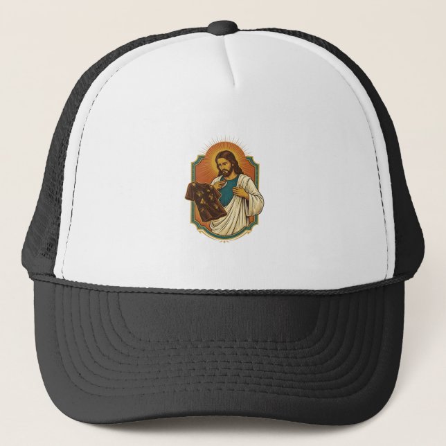 Jesus krita täckta svarta gymkläder röra träning keps (Framsida)