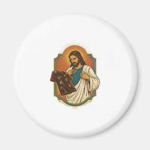 Jesus krita täckta svarta gymkläder röra träningsp magnet