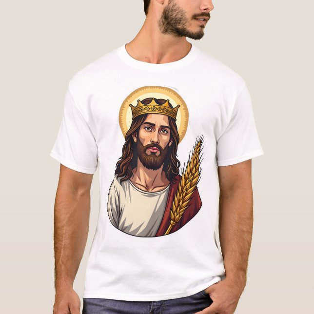 Jesus Krona Vete Vintage Gravering T-Shirt (Framsida)