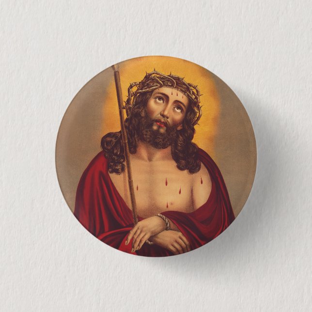 Jesus kröns med en törnekrona knapp (Framsida)