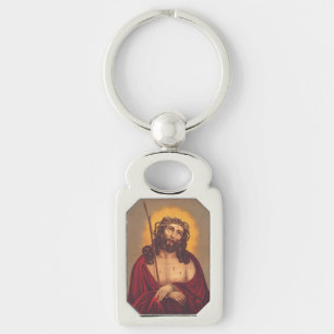 Jesus kröns med en törnekrona rektangulärt silverfärgad nyckelring
