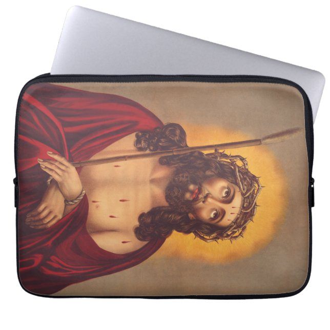 Jesus krönt med törnen sorgsen konst laptop fodral (Framsidan)