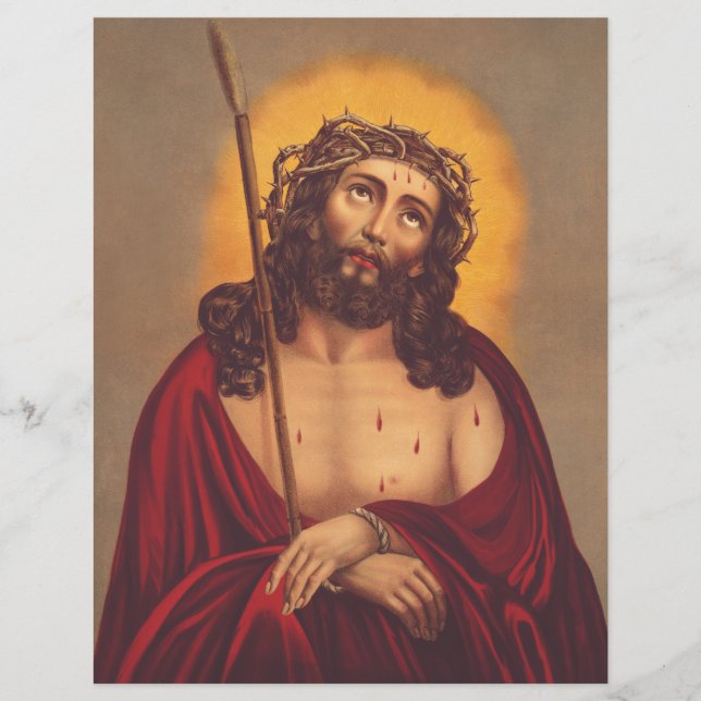 Jesus krönt med törnen sorgsen konst reklamblad (Framsidan)