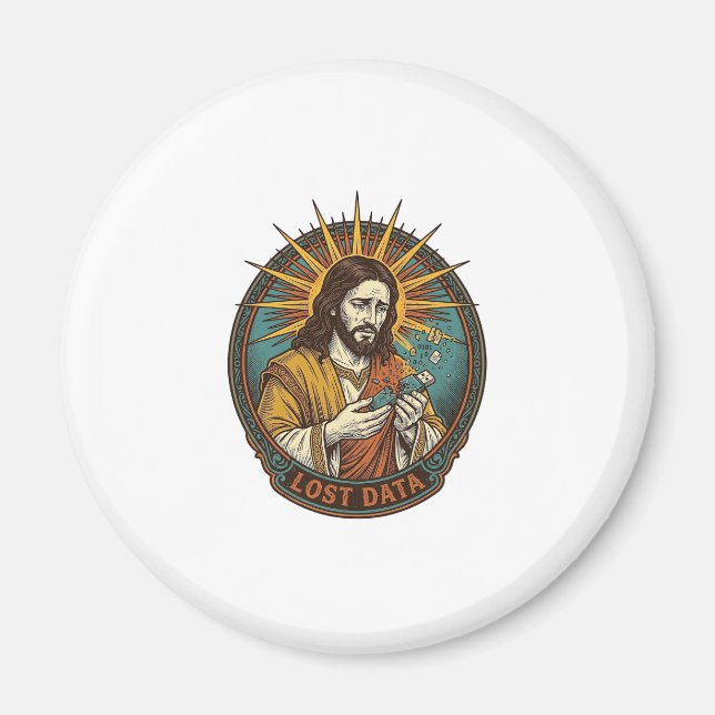 Jesus krossade USB-minne förlorade data humor_1 Magnet (Framsidan)