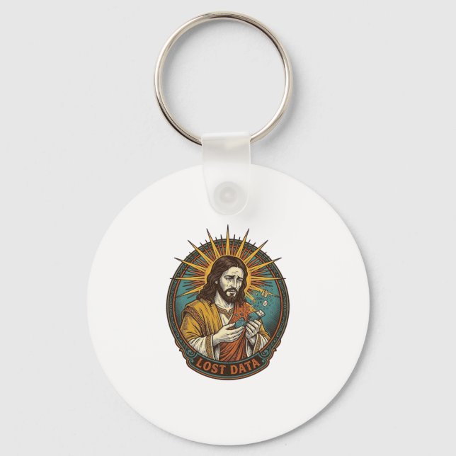 Jesus krossade USB-minne förlorade data humor_1 Nyckelring (Framsida)