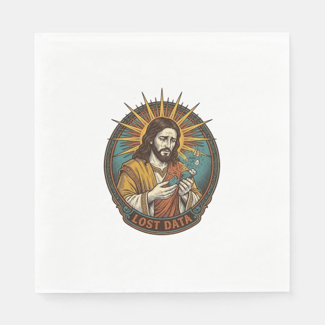Jesus krossade USB-minne förlorade data humor_1 Pappersservett (Framsidan)