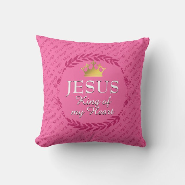 JESUS KUNG AV MITT HJÄRN| Jul Krona| SHOCK ROSA Kudde (Framsida)