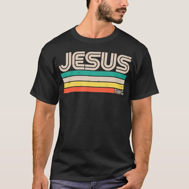 Jesus Kung Retro Vintage T Shirt (Framsida)