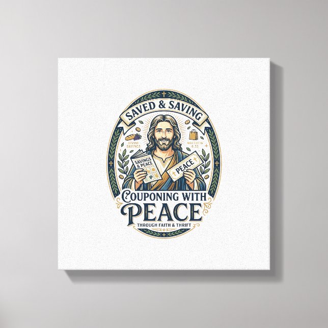 Jesus Kupong Second Hand Sparsam T-Shirt Tro Baser Canvastryck (Framsida)