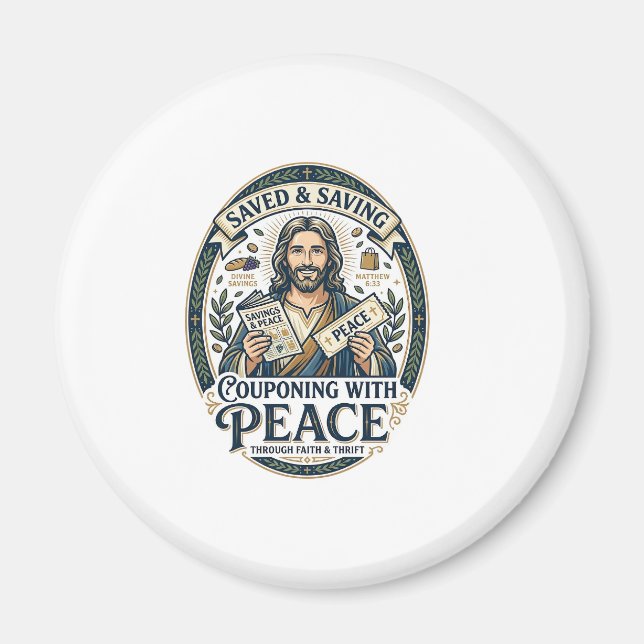Jesus Kupong Second Hand Sparsam T-Shirt Tro Baser Magnet (Framsidan)