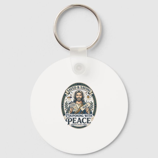 Jesus Kupong Second Hand Sparsam T-Shirt Tro Baser Nyckelring (Framsida)