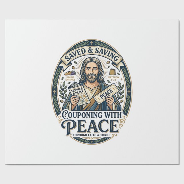 Jesus Kupong Second Hand Sparsam T-Shirt Tro Baser Presentpapper (Platt)
