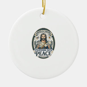 Jesus kupong second hand Sparsam t-shirt troendede Julgransprydnad Keramik