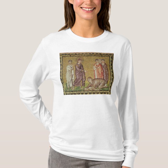 Jesus kurerar kvinnan som blöder t shirt (Framsida)