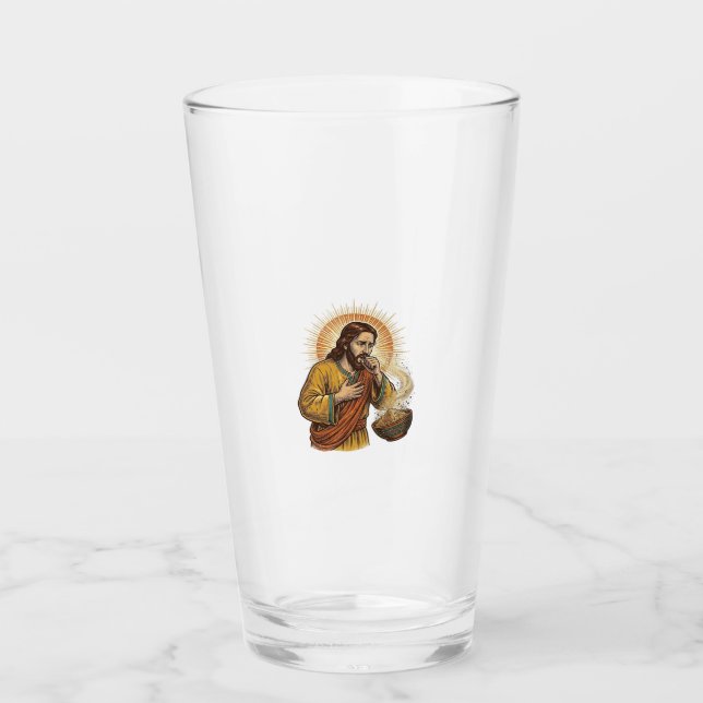 Jesus Kvävs Torr Tortilla Chip Krümel Mat Humor_1 Glaskopp (Framsida)