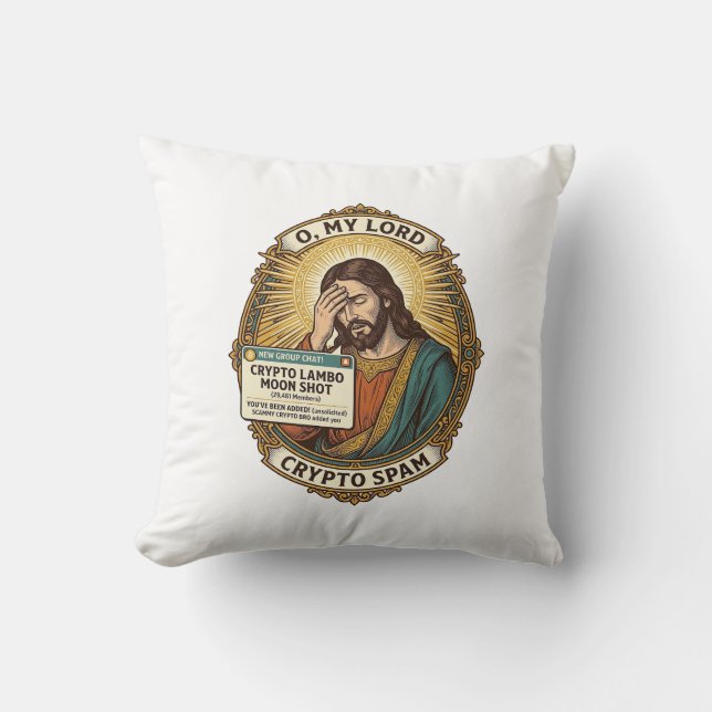 Jesus Lade Till Spam Crypto Gruppchatt Irritation  Kudde (Framsida)