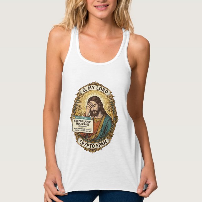 Jesus Lade Till Spam Crypto Gruppchatt Irritation  Linne Med Racerback (Framsida)