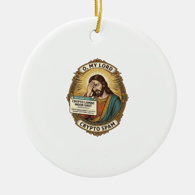Jesus Lägger till Spam Crypto Gruppchatt Irritatio Julgransprydnad Keramik (Framsidan)