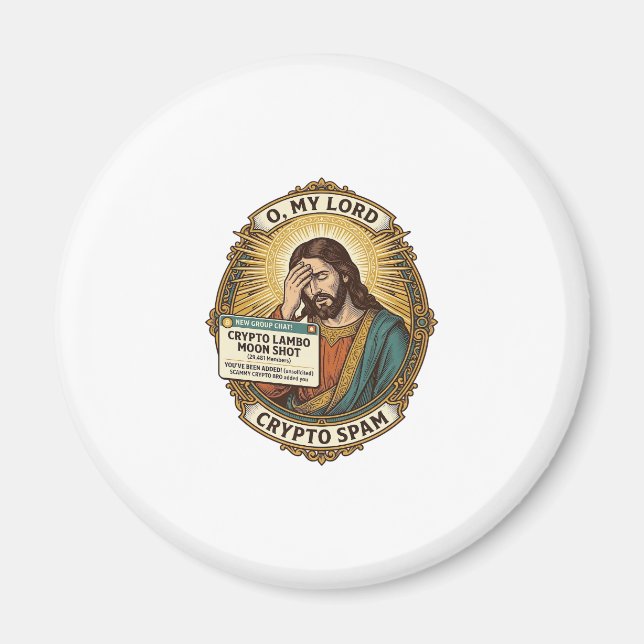 Jesus Lägger Till Spam Krypto Grupp Chatt Irritati Magnet (Framsidan)