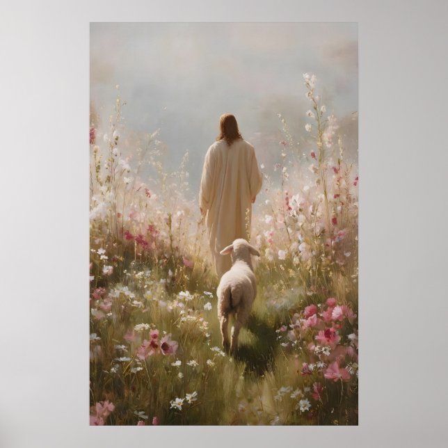 Jesus lämnar de 99 Den gode herden Förlorade får Poster (Framsidan)