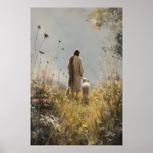 Jesus lämnar de 99 Den gode herden Förlorade får Poster (Framsidan)