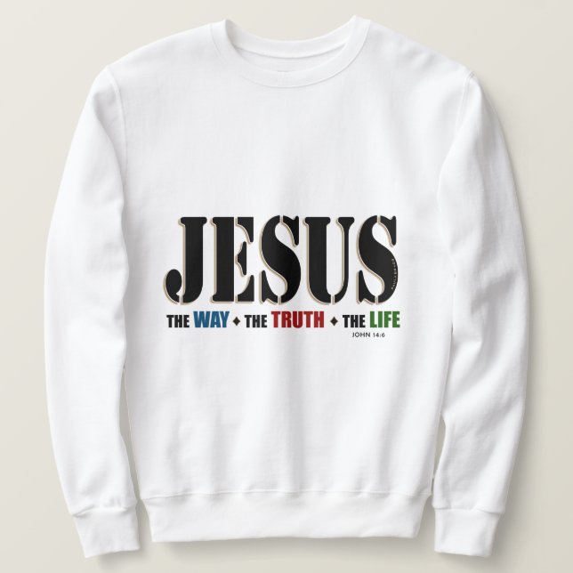 Jesus långt sanningsliv lång ärmad tröja (Design framsida)
