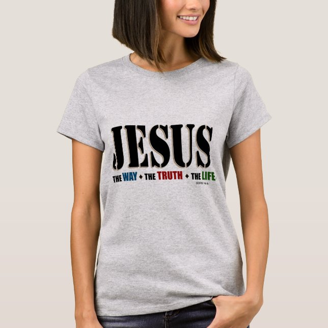 Jesus långt sanningsliv t shirt (Framsida)