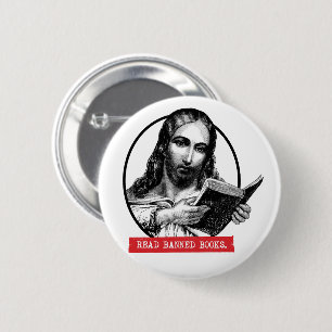 Jesus Läser förbjuden Bokar Knapp