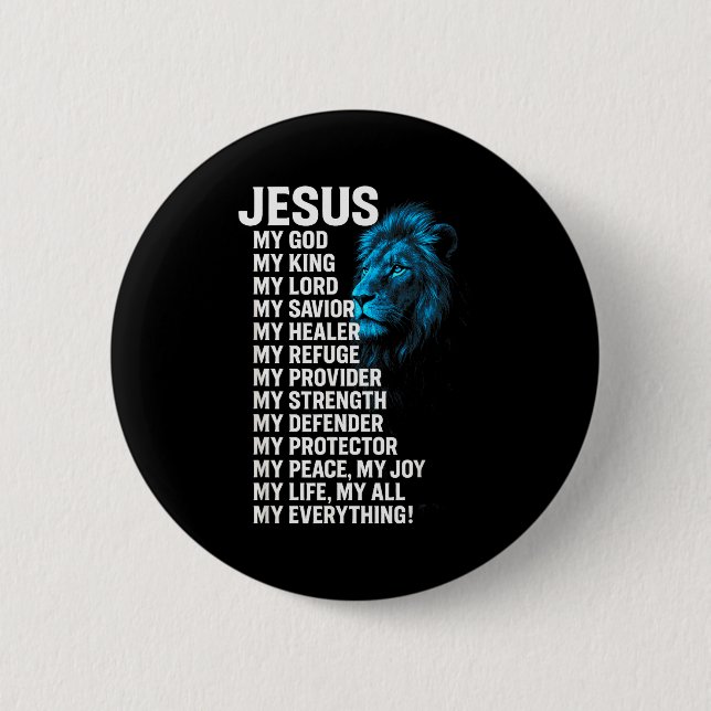 Jesus - Lejon Kristna Kung Herre Frälsare Tro  Knapp (Framsida)