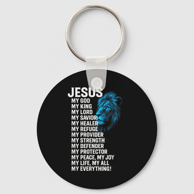Jesus - Lejon Kristna Kung Herre Frälsare Tro  Nyckelring (Framsida)