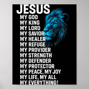Jesus - Lejon Kristna Kung Herre Frälsare Tro Poster