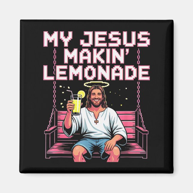 Jesus Lemonad Roligt Kristet Meme  Magnet (Framsidan)