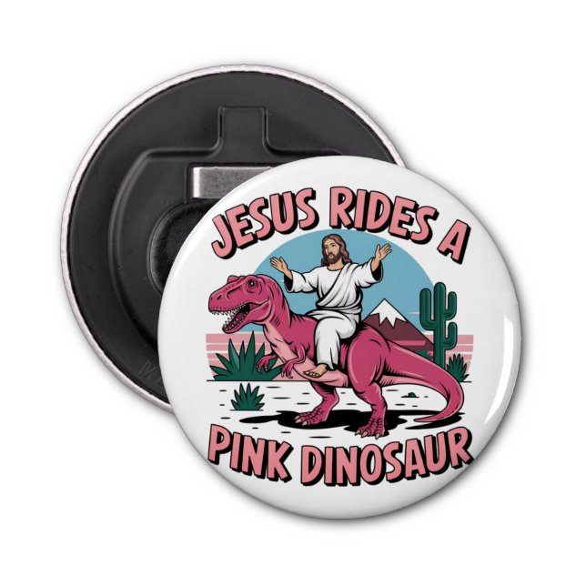 Jesus Lena, Jesus Rides A Rosa Dinosaurs Flasköppnare (Framsidan)