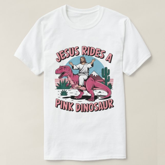 Jesus Lena, Jesus Rides A Rosa Dinosaurs T Shirt (Design framsida)