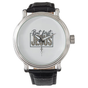Jesus Leopardsmönster Kristet Vintage-gravyr Sh Armbandsur