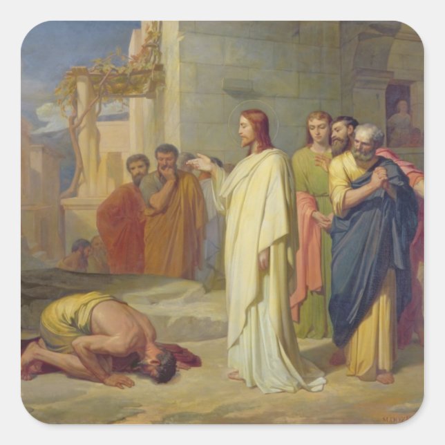 Jesus Leper, 1864 Fyrkantigt Klistermärke (Framsida)