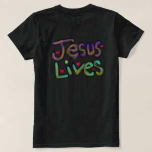 Jesus Lever Handritad Kristet Konst T Shirt