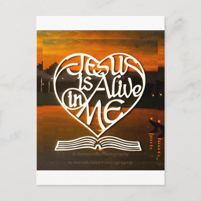 JESUS lever i mig vykort (Framsida)