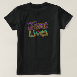 ‘Jesus lever’ kristen citat dam svart  T Shirt