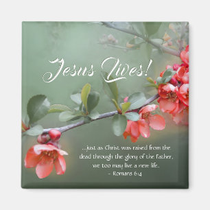 Jesus lever Vår blommor Bible Verse Påsk Magnet