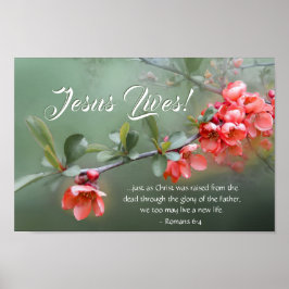 Jesus lever Vår blommor Bible Verse Påsk Poster