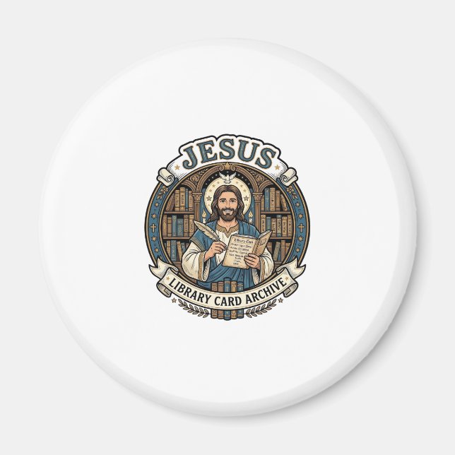 Jesus Library Card Archive Jesus Library Card Arch Magnet (Framsidan)