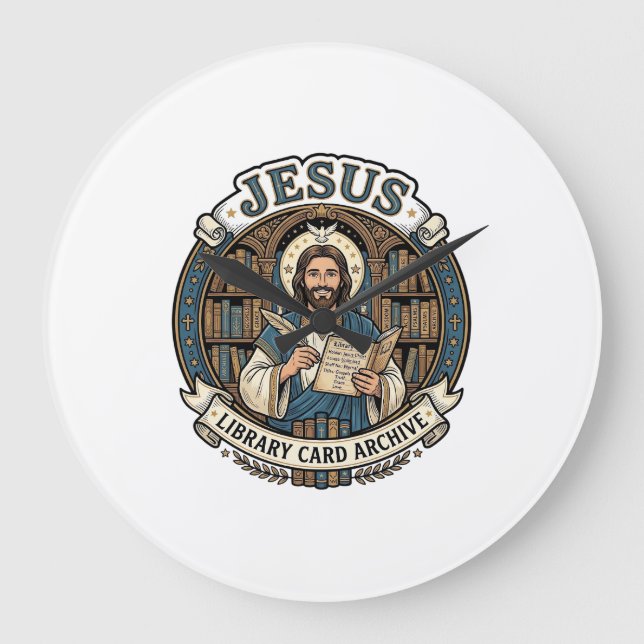 Jesus Library Card Archive Jesus Library Card Arch Stor Klocka (Framsida)
