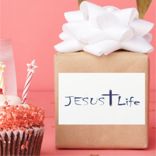 JESUS Life Blue Text Stickers 20 per lakan Rektangulärt Klistermärke