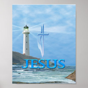 Jesus Light house Art Poster