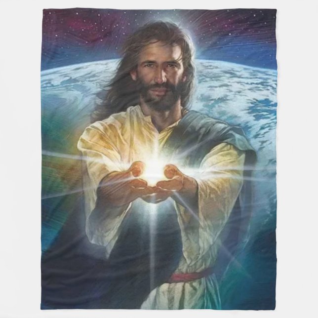 JESUS LIGHT I HÄNDER FLEECEFILT (Framsidan)